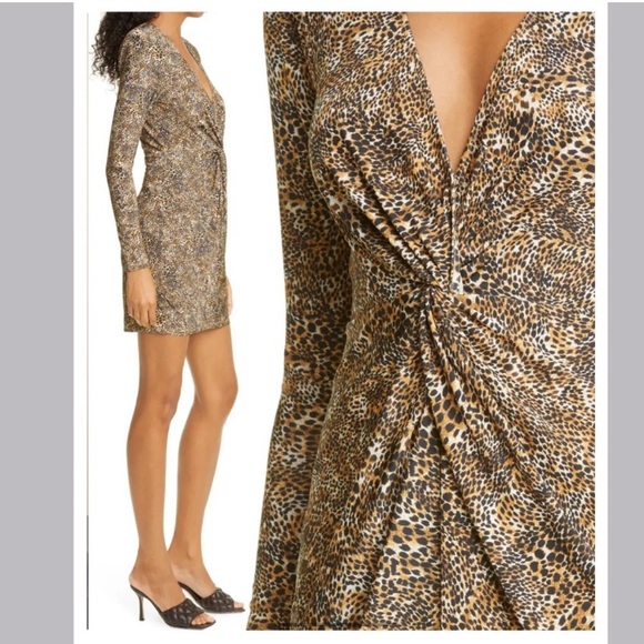 NWT L'agence Mariah Twist Front Cheetah Print Dress M - Picture 8 of 9